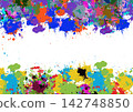 Abstract colorful paint splatter border background with empty copy space. illustration vector design background 142748850