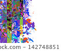 Abstract colorful paint splatter border background with empty copy space. illustration vector design background 142748851