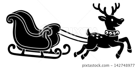 Christmas Santa Claus Reindeer Deer Sleigh Drawing Christmas Santa Claus Reindeer Deer Sleigh Drawing 142748977