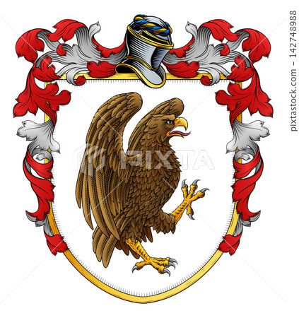 Eagle Coat of Arms Family Crest Heraldic Shield 142748988