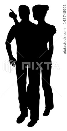 Silhouette Couple Man and Woman Husband and Wife Silhouette Couple Man and Woman Husband and Wife 142748991
