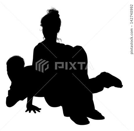 Silhouette Young Couple Man Woman Silhouette Young Couple Man Woman 142748992