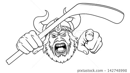 Viking Ice Hockey Sports Team Mascot Man Viking Ice Hockey Sports Team Mascot Man 142748998
