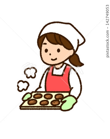 一位女士正在烹飪和烘焙餅乾的插圖(彩色,JPG格式) 一位女士正在烹飪和烘焙餅乾的插圖(彩色,JPG格式) 142749053