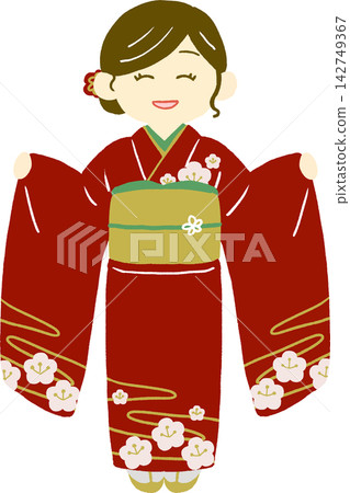 一個穿著和服的女人 142749367