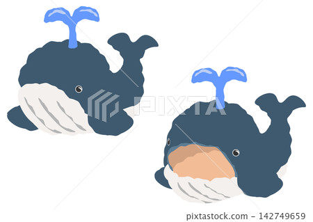 鯨魚毛絨玩具插畫套裝(嘴巴閉合,嘴巴張開) 鯨魚毛絨玩具插畫套裝(嘴巴閉合,嘴巴張開) 142749659
