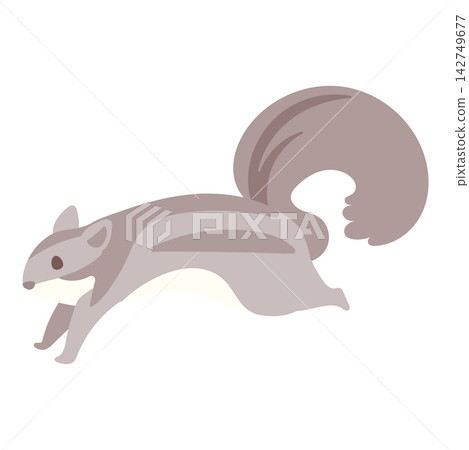 A full-body illustration of a squirrel leaping with its large tail spread wide. A full-body illustration of a squirrel leaping with its large tail spread wide. 142749677