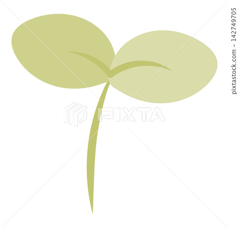 An illustration of a green sprout with two leaves open. An illustration of a green sprout with two leaves open. 142749705