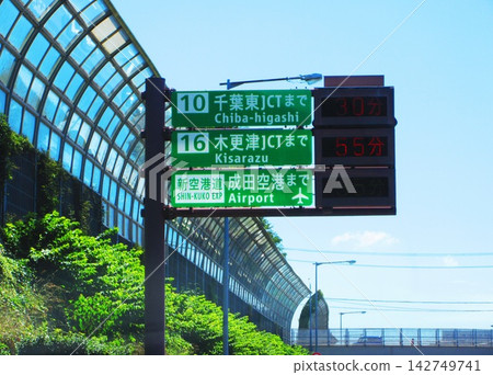 東關東高速公路（東關東公路）上的道路標誌場景 142749741