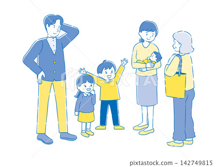 Family outing full-body illustration 2C Family outing full-body illustration 2C 142749815