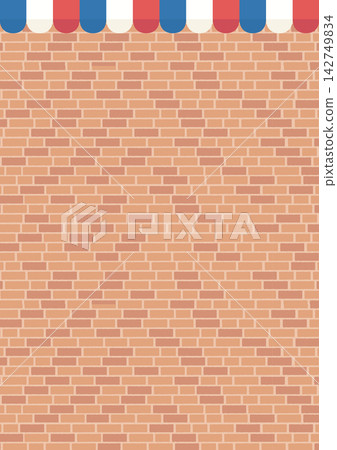 Brick wall and French flag awning background vector (A4 size portrait, 300dpi, for cafe menus) Brick wall and French flag awning background vector (A4 size portrait, 300dpi, for cafe menus) 142749834