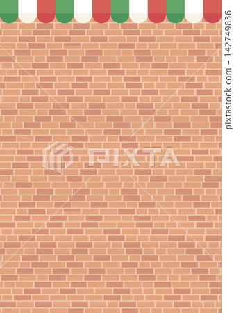Brick wall and Italian flag awning background vector (A4 size portrait, 300dpi, for cafe menus) Brick wall and Italian flag awning background vector (A4 size portrait, 300dpi, for cafe menus) 142749836