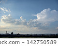 A cloudy landscape, twilight on the outskirts of town. 142750589