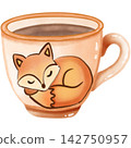 Orange wolf patterned coffee mug 142750957