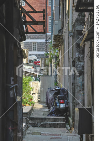 Hong Kong Aug 28 2026 Narrow alleyway in Sai Ying Pun neighborhood 142751366