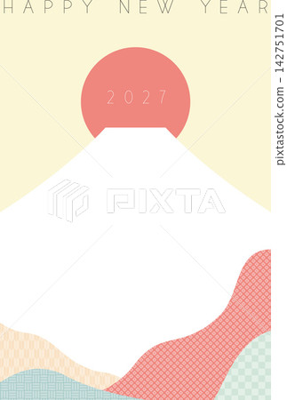 富士山新年賀卡模板(2027) 富士山新年賀卡模板(2027) 142751701