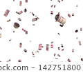 Floating Scattered Rolled Up Money Banknotes Transparent Overlay 500 Euro. 142751800
