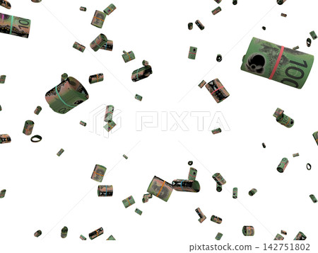 Floating Scattered Rolled Up Money Banknotes Transparent Overlay Australian Dollar. Floating Scattered Rolled Up Money Banknotes Transparent Overlay Australian Dollar. 142751802