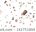 Floating Scattered Rolled Up Money Banknotes Transparent Overlay Chinese Yuan 142751804