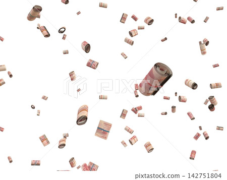 Floating Scattered Rolled Up Money Banknotes Transparent Overlay Chinese Yuan Floating Scattered Rolled Up Money Banknotes Transparent Overlay Chinese Yuan 142751804