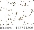 Floating Scattered Rolled Up Money Banknotes Transparent Overlay Indian Rupee. 142751806