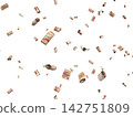 Floating Scattered Rolled Up Money Banknotes Transparent Overlay Russian Rubel 142751809