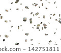 Floating Scattered Rolled Up Money Banknotes Transparent Overlay USD. 142751811