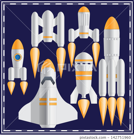 Set of spaceships. Vector illustration. Set of spaceships. Vector illustration. 142751960