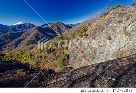 Iwadono Mountain Ridge, Chigootoshi Rock Face and Mount Fuji Iwadono Mountain Ridge, Chigootoshi Rock Face and Mount Fuji 142751981