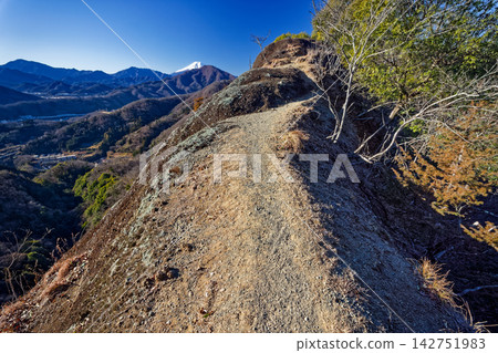 岩殿山脊、千代利岩壁和富士山 岩殿山脊、千代利岩壁和富士山 142751983