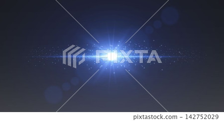 Blue light emitting rays and sparkling particles creating a lens flare effect Blue light emitting rays and sparkling particles creating a lens flare effect 142752029