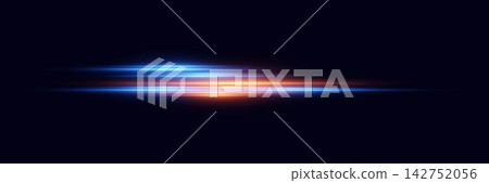 Dynamic blue and orange light stripes creating an abstract motion effect Dynamic blue and orange light stripes creating an abstract motion effect 142752056