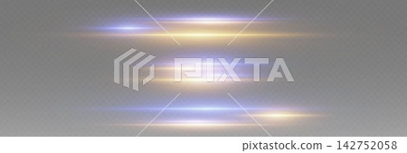 Abstract glowing horizontal light effect generating a futuristic lens flare 142752058