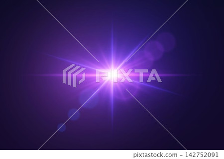 Bright light creating a starburst and optical lens flare effect on a dark background Bright light creating a starburst and optical lens flare effect on a dark background 142752091