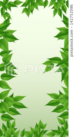 Fresh green leaves forming a natural frame with light green gradient background Fresh green leaves forming a natural frame with light green gradient background 142752096