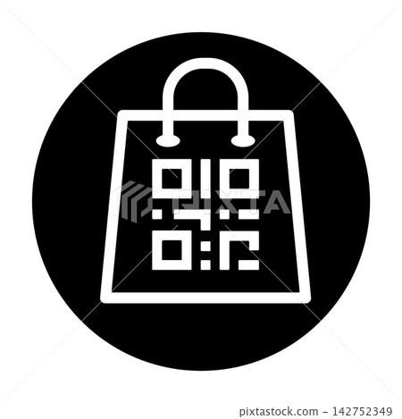 Shopping bag and QR code icon Shopping bag and QR code icon 142752349