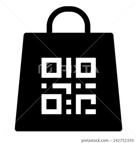 Shopping bag and QR code icon Shopping bag and QR code icon 142752350