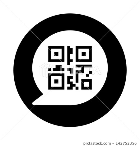 Speech bubble frame and QR code icon Speech bubble frame and QR code icon 142752356