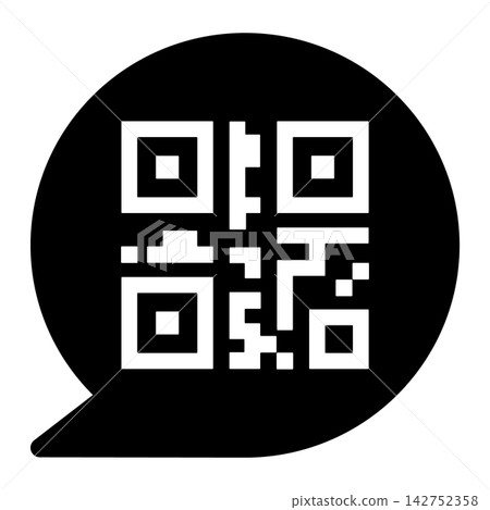 Speech bubble frame and QR code icon Speech bubble frame and QR code icon 142752358