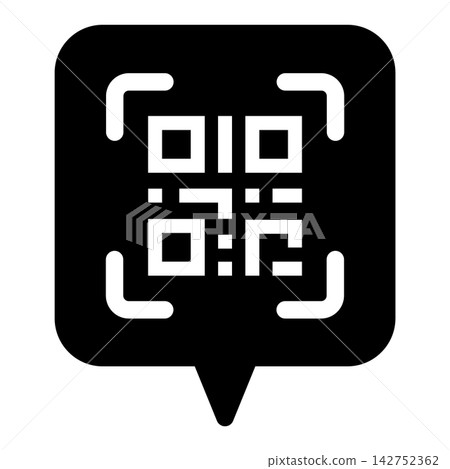 Speech bubble frame and QR code icon Speech bubble frame and QR code icon 142752362