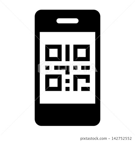 Smartphone with QR code displayed (icon) Smartphone with QR code displayed (icon) 142752552