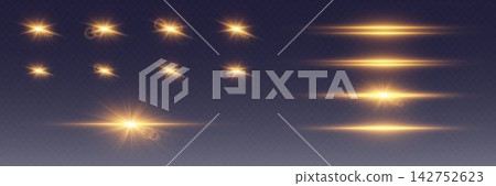 Golden light effects illuminating a dark background, providing design elements for graphic projects Golden light effects illuminating a dark background, providing design elements for graphic projects 142752623