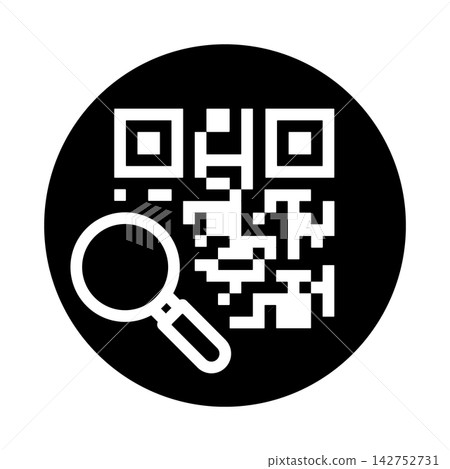 Magnifying glass QR code icon Magnifying glass QR code icon 142752731