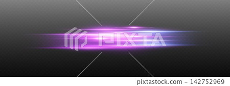 Dynamic horizontal purple and blue light streaks simulating speed and energy 142752969