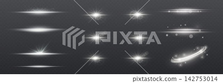 Light collection showing lens flare, streaks, and glowing elements on a transparent background Light collection showing lens flare, streaks, and glowing elements on a transparent background 142753014