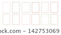 Cross stitch frame. Embroidery borders. Vintage lace stitched ornate floral frames. Trendy handmade cottagecore crafts, folk scrapbooking overlays. Vector set 142753069