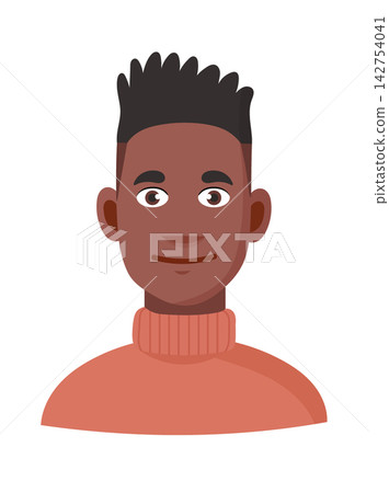 Young black guy, cute cartoon character. Flat vector clipart, illustration with isolated background. Young black guy, cute cartoon character. Flat vector clipart, illustration with isolated background. 142754041