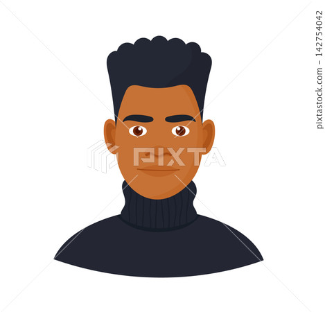 Young black guy, cute cartoon character. Flat vector clipart, illustration with isolated background. Young black guy, cute cartoon character. Flat vector clipart, illustration with isolated background. 142754042