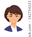 Business woman with short hair, cute cartoon character. Flat vector clipart, illustration with isolated background. 142754223