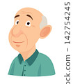 An elderly man, cute cartoon character. Flat vector clipart, illustration with isolated background. 142754245